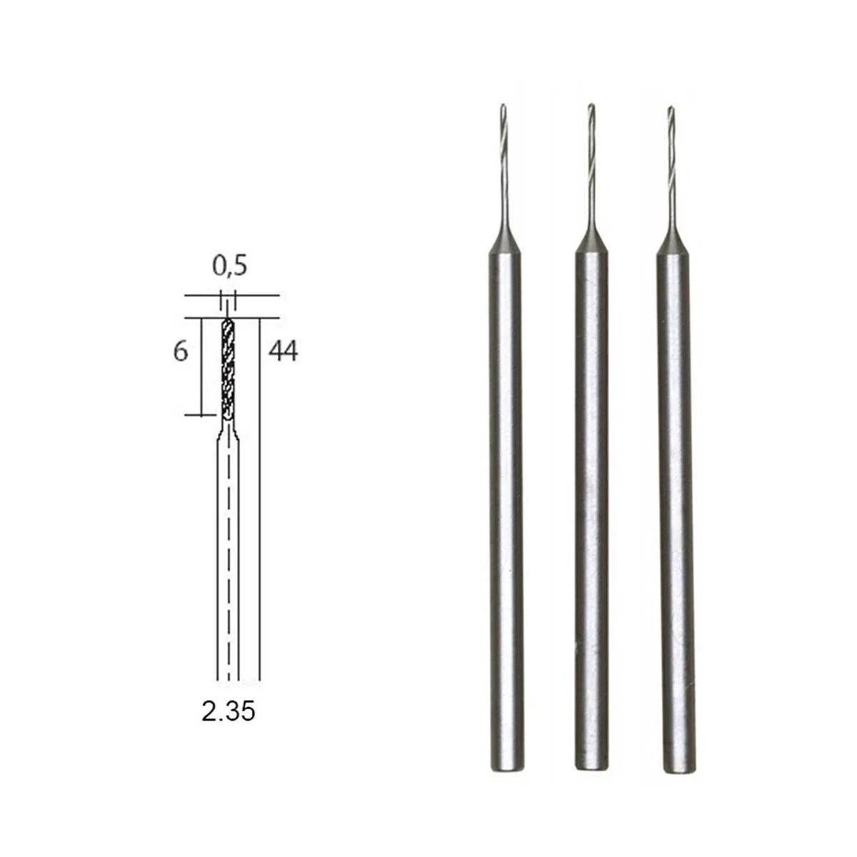 Forets HSS en acier, Ø 0.5 mm, 3 pièces Proxxon Proxxon PRX-28864 - 1