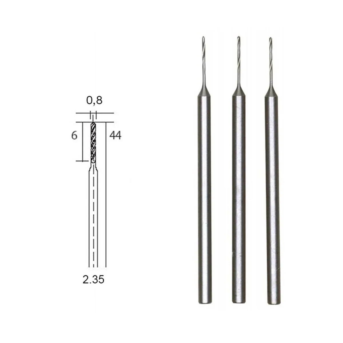 HSS steel drill bits, Ø 0.8 mm, 3 pieces Proxxon - PRX-28852 HSS steel drill bits, Ø 0.8 mm, 3 pieces Proxxon - PRX-28852