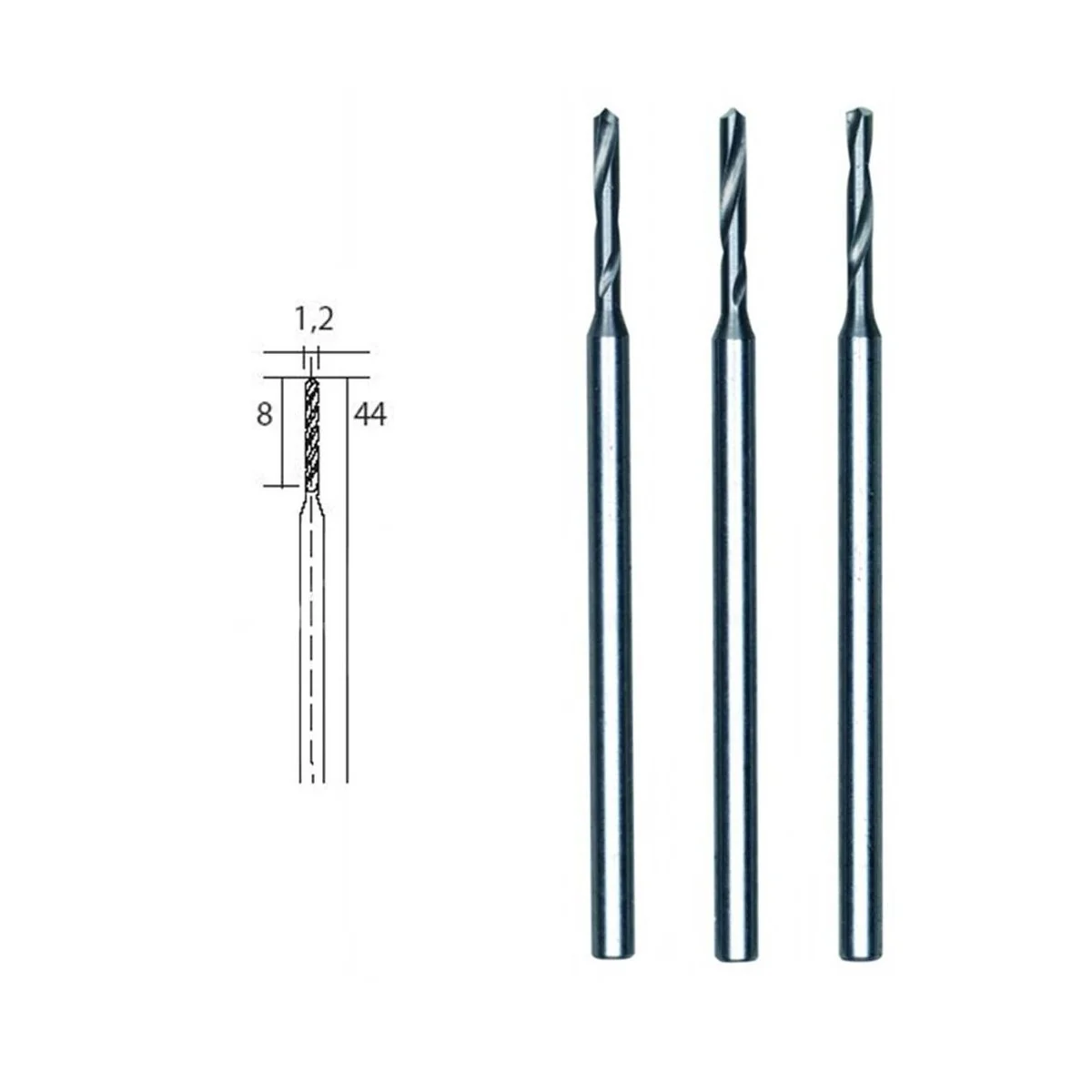 HSS steel drill bits, Ø 1.2 mm, 3 pieces Proxxon - PRX-28856