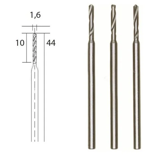 PRX-28858-HSS steel drill bits, Ø 1.6 mm, 3 pieces Proxxon