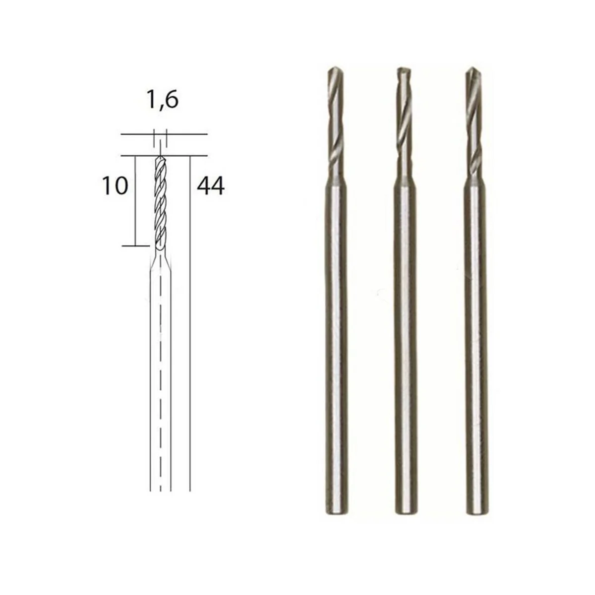 HSS steel drill bits, Ø 1.6 mm, 3 pieces Proxxon - PRX-28858
