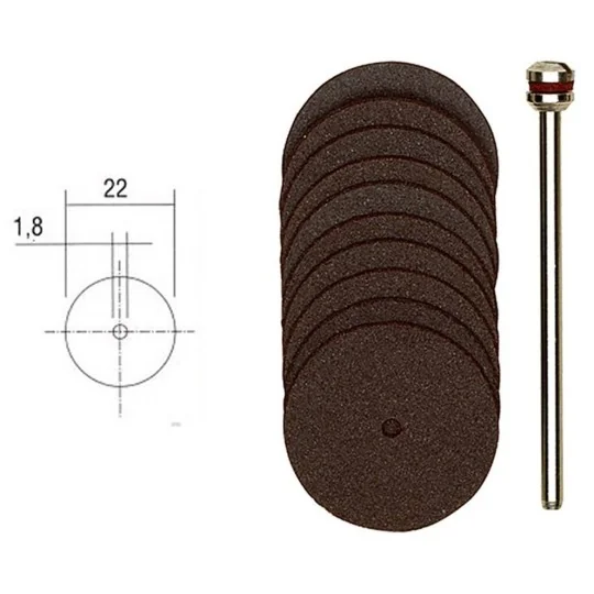 PRX-28810-22mm (x10) corundum cutting discs + Proxxon support