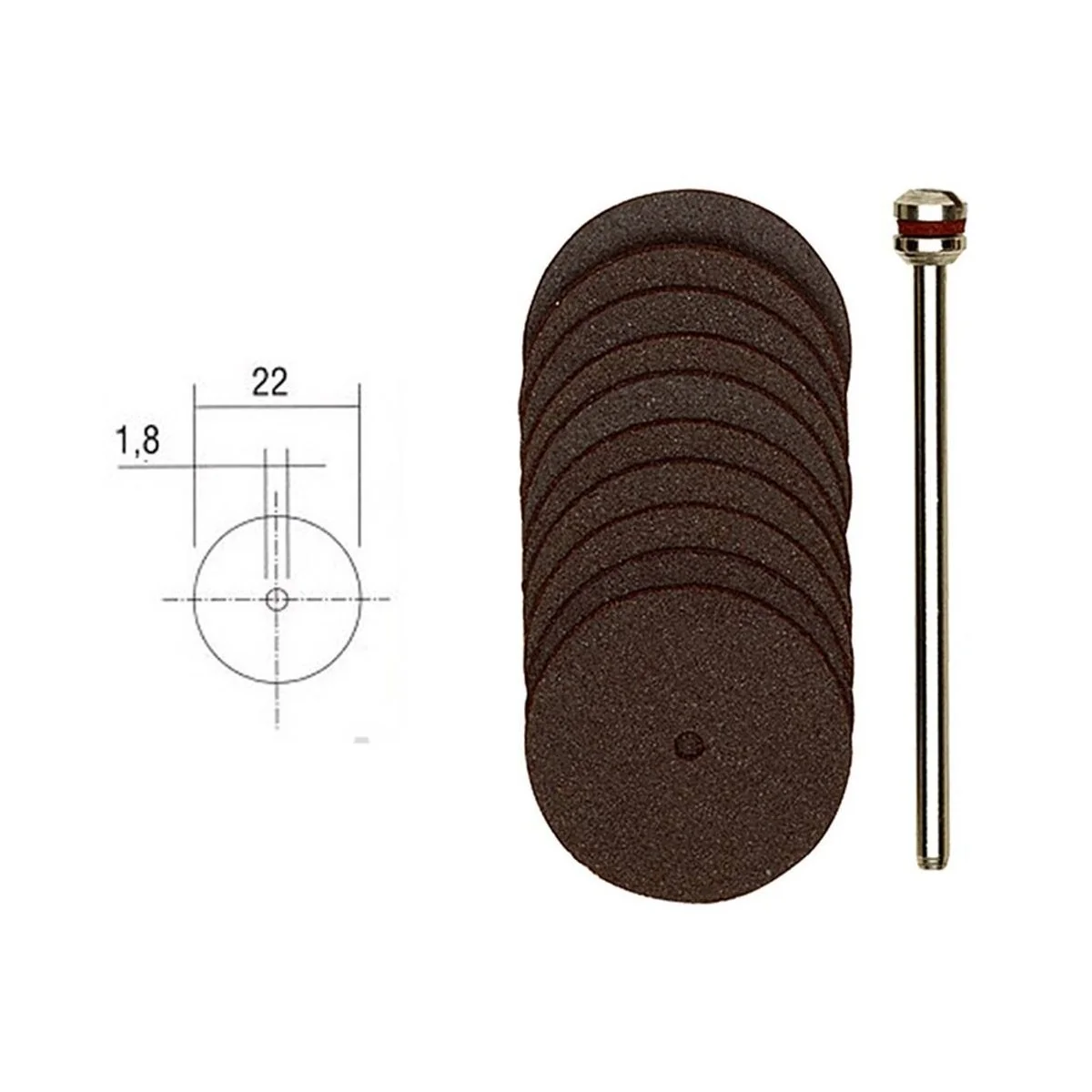 22mm (x10) corundum cutting discs + Proxxon support - PRX-28810