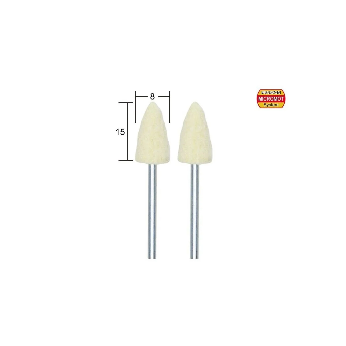 Projectile felt polisher, 15x8mm, 2 pieces Proxxon - PRX-28801