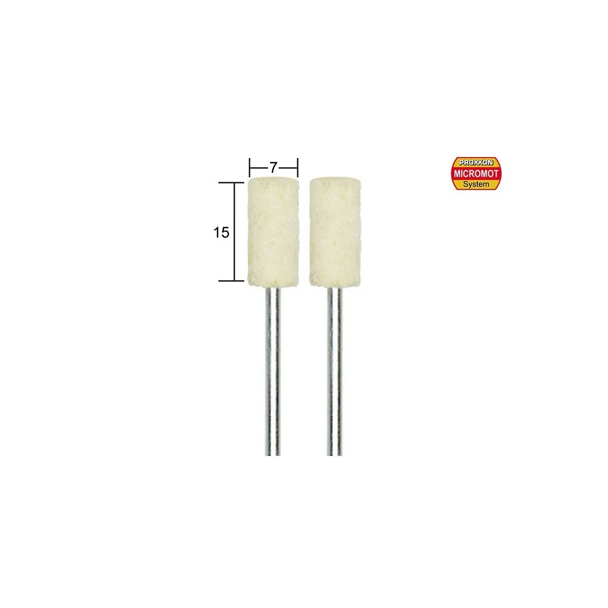 Polissoir en feutre cylindrique, 15x7mm, 2 pièces Proxxon Proxxon PRX-28802 - 1