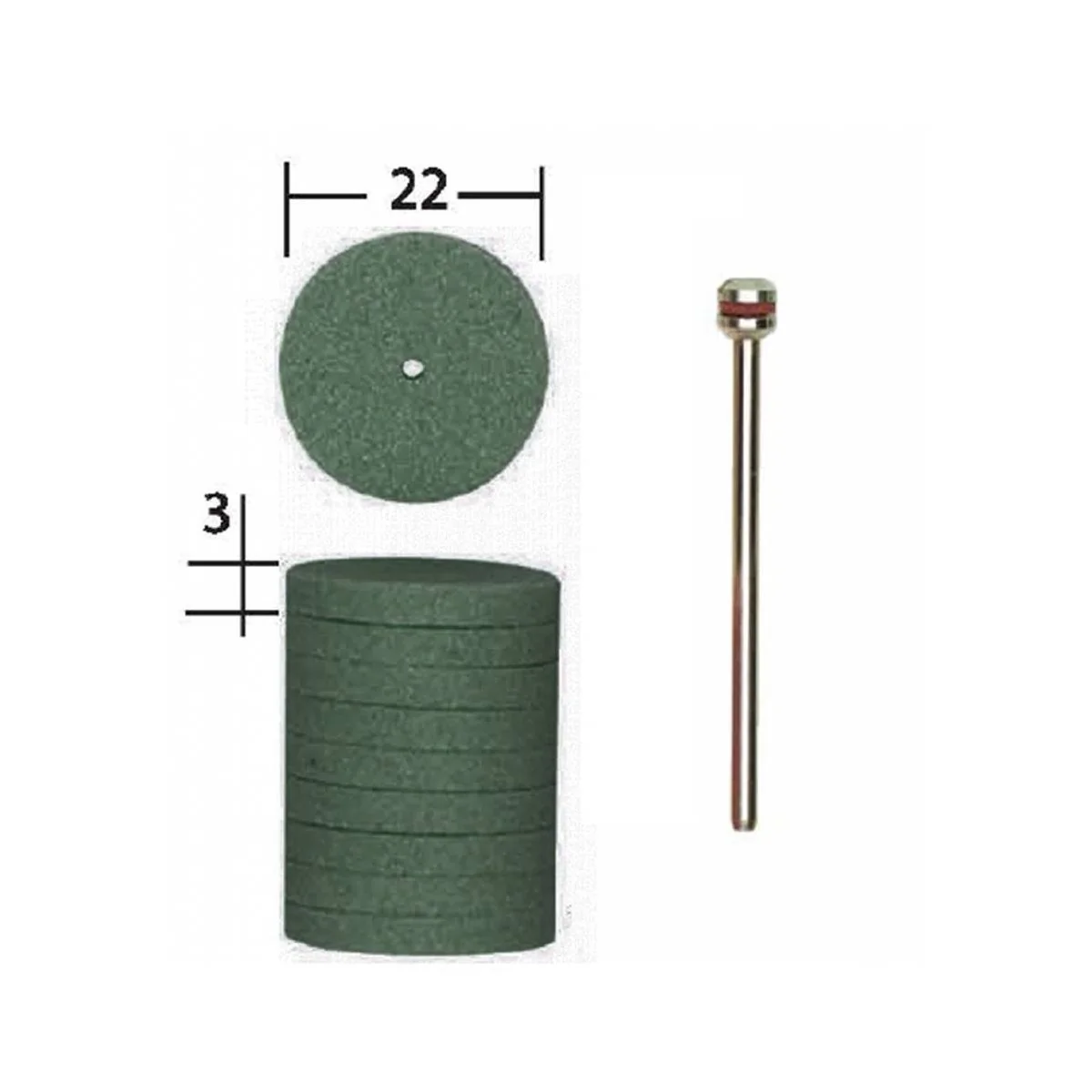 Silicon carbide grinding wheels, disc shape, Ø 22mm (x10) + 1 proxx...
