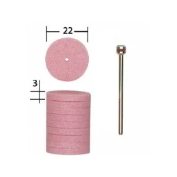 Corundum grinding wheels, disc shape, Ø 22mm (x10) + 1 proxxon rod ...
