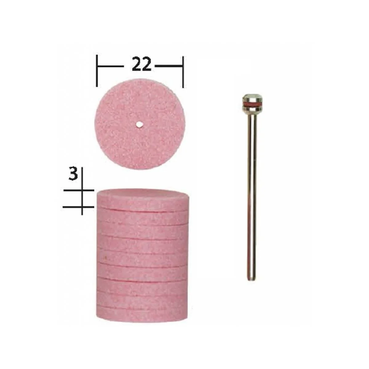 Corundum grinding wheels, disc shape, Ø 22mm (x10) + 1 proxxon rod ... Corundum grinding wheels, disc shape, Ø 22mm (x10) + 1 proxxon rod ...