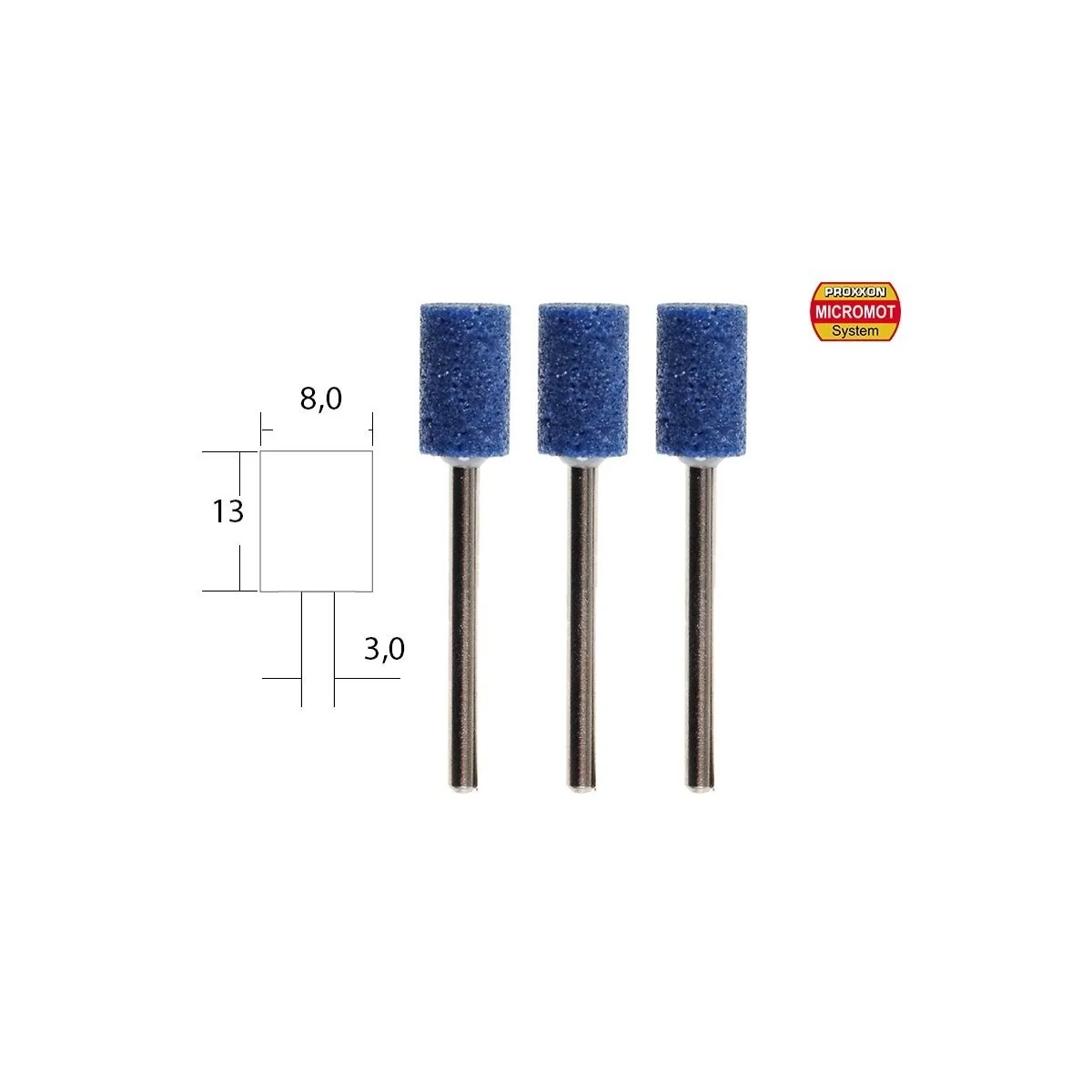 Corundum wheels, cylindrical Ø 8mm (x3) Proxxon - PRX-28781 Corundum wheels, cylindrical Ø 8mm (x3) Proxxon - PRX-28781