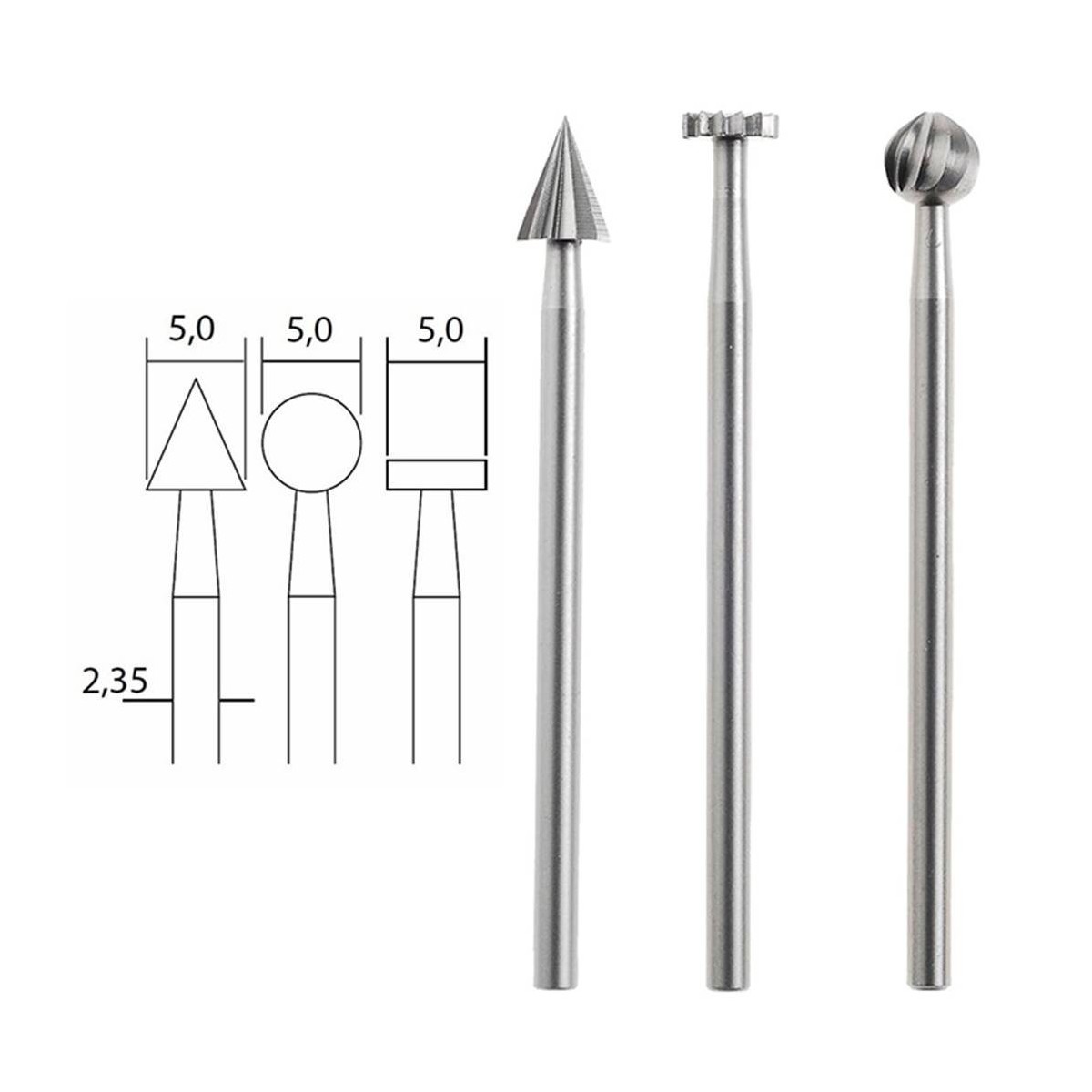 Wolfram-vanadium steel tip cutter, 3 Proxxon shapes - PRX-28720 Wolfram-vanadium steel tip cutter, 3 Proxxon shapes - PRX-28720