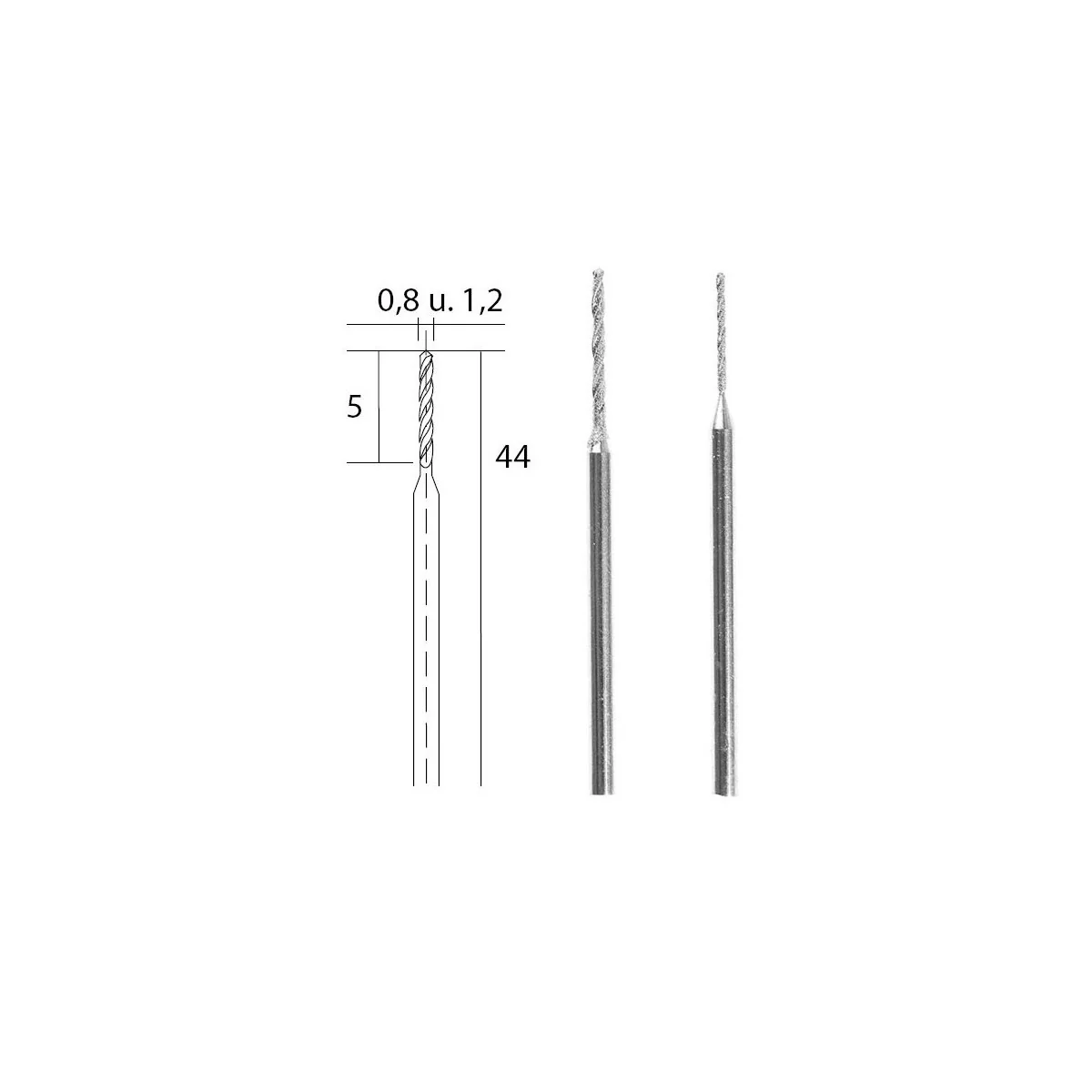 Diamond helical drills, Ø 0.8mm and 1.2mm Proxxon - PRX-28255 Diamond helical drills, Ø 0.8mm and 1.2mm Proxxon - PRX-28255