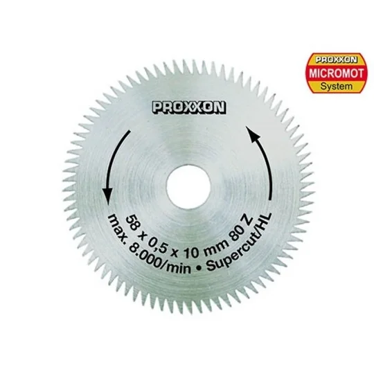 Circular saw blade Super-cut alternating toothing 58 mm, 80 teeth P... PRX-28014-Proxxon Super-cut Alternating Tooth Circular Saw Blade, 58 mm, 80 Teeth - PRX-28014
