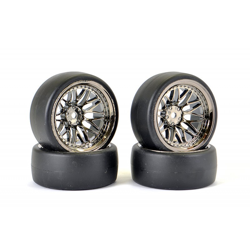 Drift wheels D1 chrome black 20 spokes 26mm 1/10 (4) Fastrax Fastrax FAST1355BC-D19 - 1