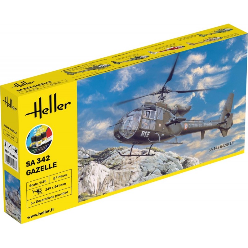 SA 342 Gazelle 1/48 Heller + colle et peintures Heller HEL-56486 - 1