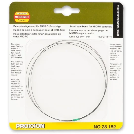 Extremely narrow saw band (1.3mm) for tight spokes for MBS 240/E Pr... PRX-28182-Extremely narrow ( 1.3mm ) saw band for tight radii for Proxxon MBS 240/E - PRX-28182