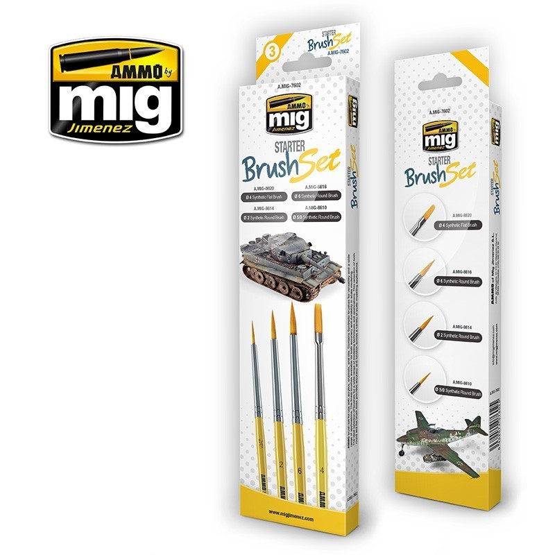 Set de 4 pinceaux pour débutants Ammo AMMO - MIG Jimenez A.MIG-7602 - 1