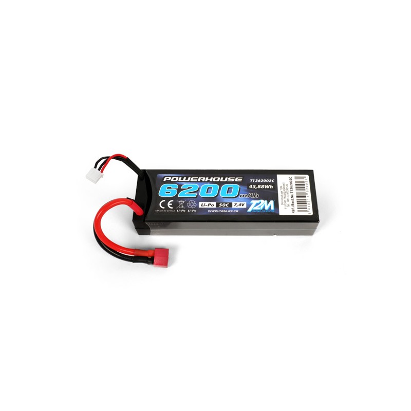 Li-Po 2S 7.4V 6200mAh 50C coqué (Dean) T2M T2M T1362002C - 1