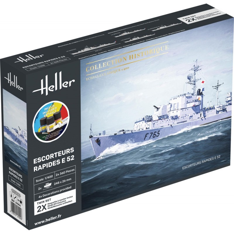 Bateaux Set de 2 Escorteurs Rapides E 52 1/400 Heller + colle et peintures Heller HEL-57094 - 1