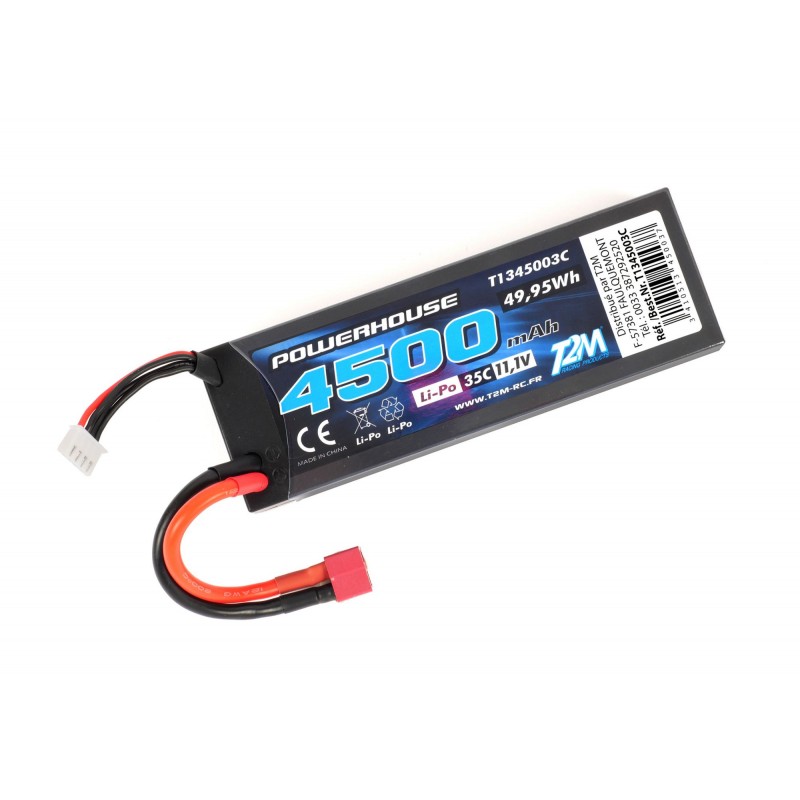 Li-Po 3S 11.1V 4500mAh 35C coqué (Dean) T2M T2M T1345003C - 1