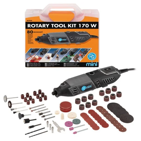 Kit Mini perceuse, vitesse variable 220V / 170W et 80 accessoires PG-Mini PG-Mini PGM-M.9750 - 1 PGM-M.9750-Kit Mini perceuse, vitesse variable 220V / 170W et 80 accessoires PG-Mini - PGM-M.9750