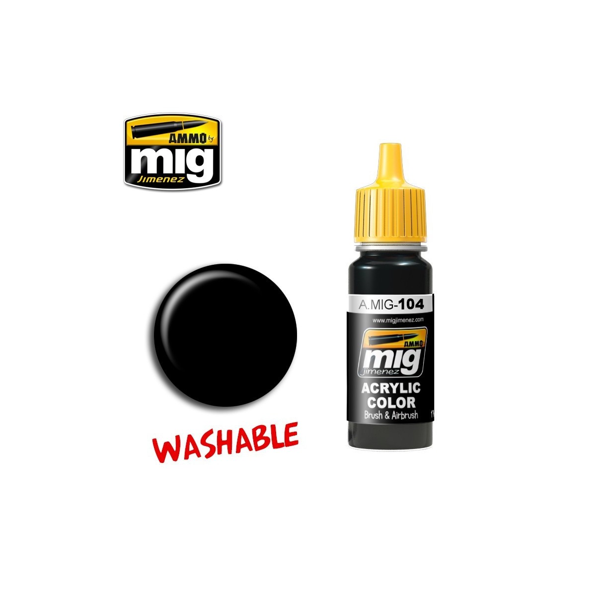 Washable black acrylic paint 17ml Mig - A.MIG-0104