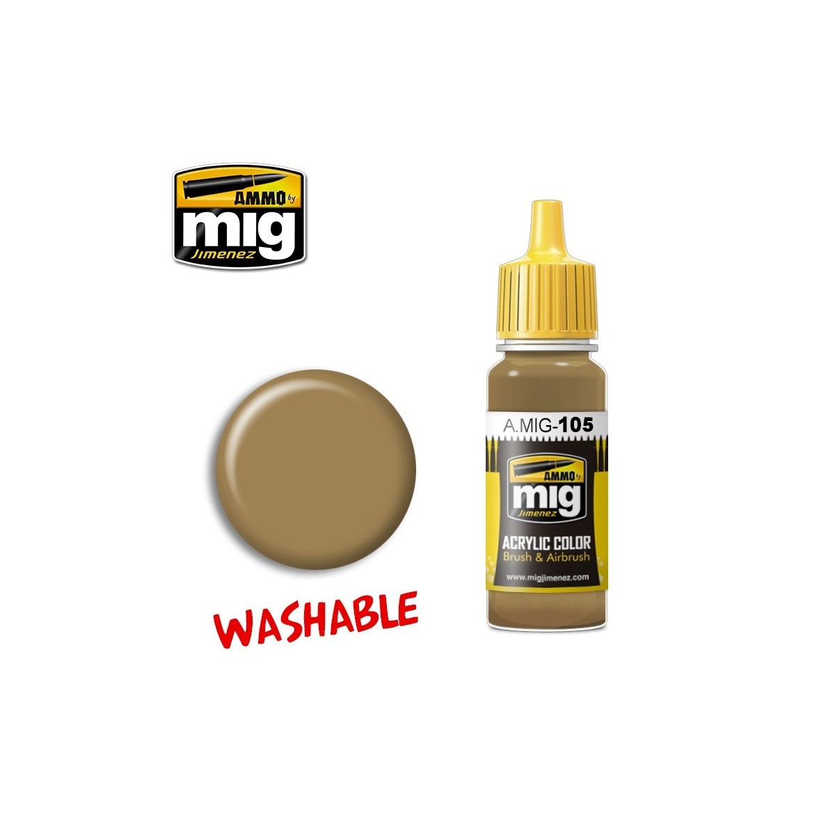 Peinture acrylique POUSSIÈRE LAVABLE (RAL 8000) 17ml Mig AMMO - MIG Jimenez A.MIG-0105 - 1