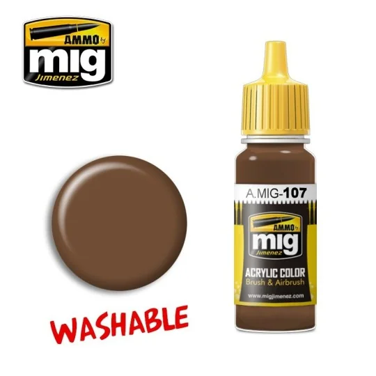 A.MIG-0107-Washable Earth Acrylic Paint 17ml Mig - A.MIG-0107