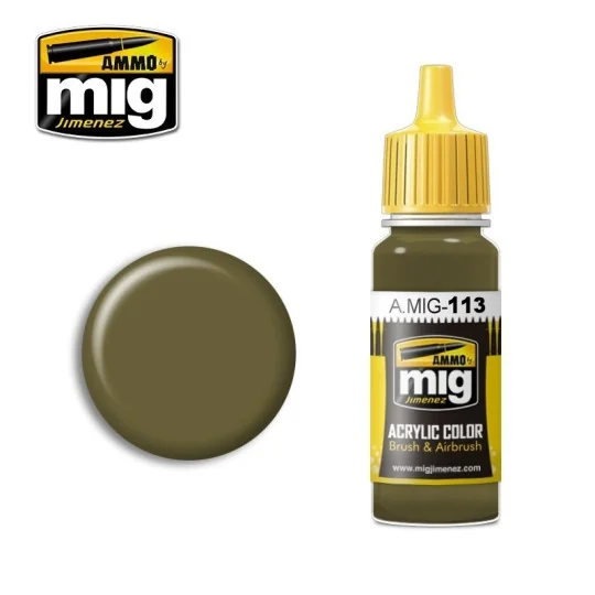 Acrylic paint KHAKI GREEN No. 3 (BRITISH 1939-42) 17ml Mig - A.MIG-... A.MIG-0113-Acrylic paint KHAKI GREEN No. 3 (BRITISH 1939-42) 17ml Mig - A.MIG-0113