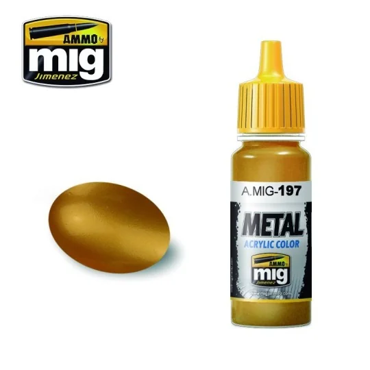 Peinture acrylique LAITON 17ml Mig AMMO - MIG Jimenez A.MIG-0197 - 1 A.MIG-0197-Peinture acrylique LAITON 17ml Mig - A.MIG-0197