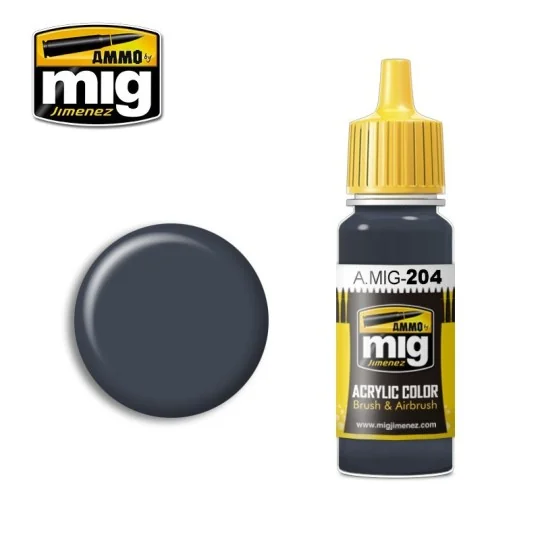 Peinture acrylique FS 36118 GRIS MOYEN GUNSHIP 17ml Mig AMMO - MIG Jimenez A.MIG-0204 - 1 A.MIG-0204-Peinture acrylique FS 36118 GRIS MOYEN GUNSHIP 17ml Mig - A.MIG-0204