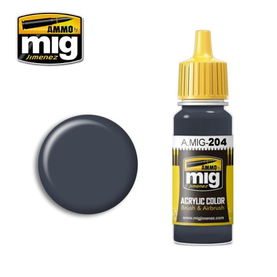 FS 36118 Medium Gunship Grey Acrylic Paint 17ml Mig - A.MIG-0204 A.MIG-0204-FS 36118 Medium Gunship Grey Acrylic Paint 17ml Mig - A.MIG-0204