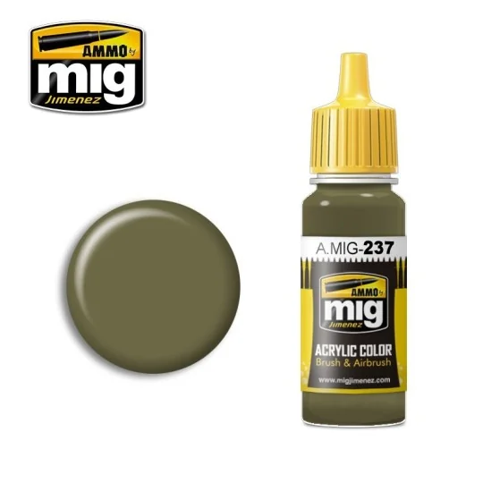 Peinture acrylique FS 23070 VERT OLIVE FONCÉ 17ml Mig AMMO - MIG Jimenez A.MIG-0237 - 1 A.MIG-0237-Peinture acrylique FS 23070 VERT OLIVE FONCÉ 17ml Mig - A.MIG-0237