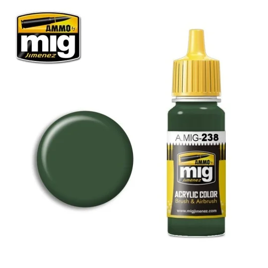 Peinture acrylique FS 34092 VERT MOYEN 17ml Mig AMMO - MIG Jimenez A.MIG-0238 - 1 A.MIG-0238-Peinture acrylique FS 34092 VERT MOYEN 17ml Mig - A.MIG-0238