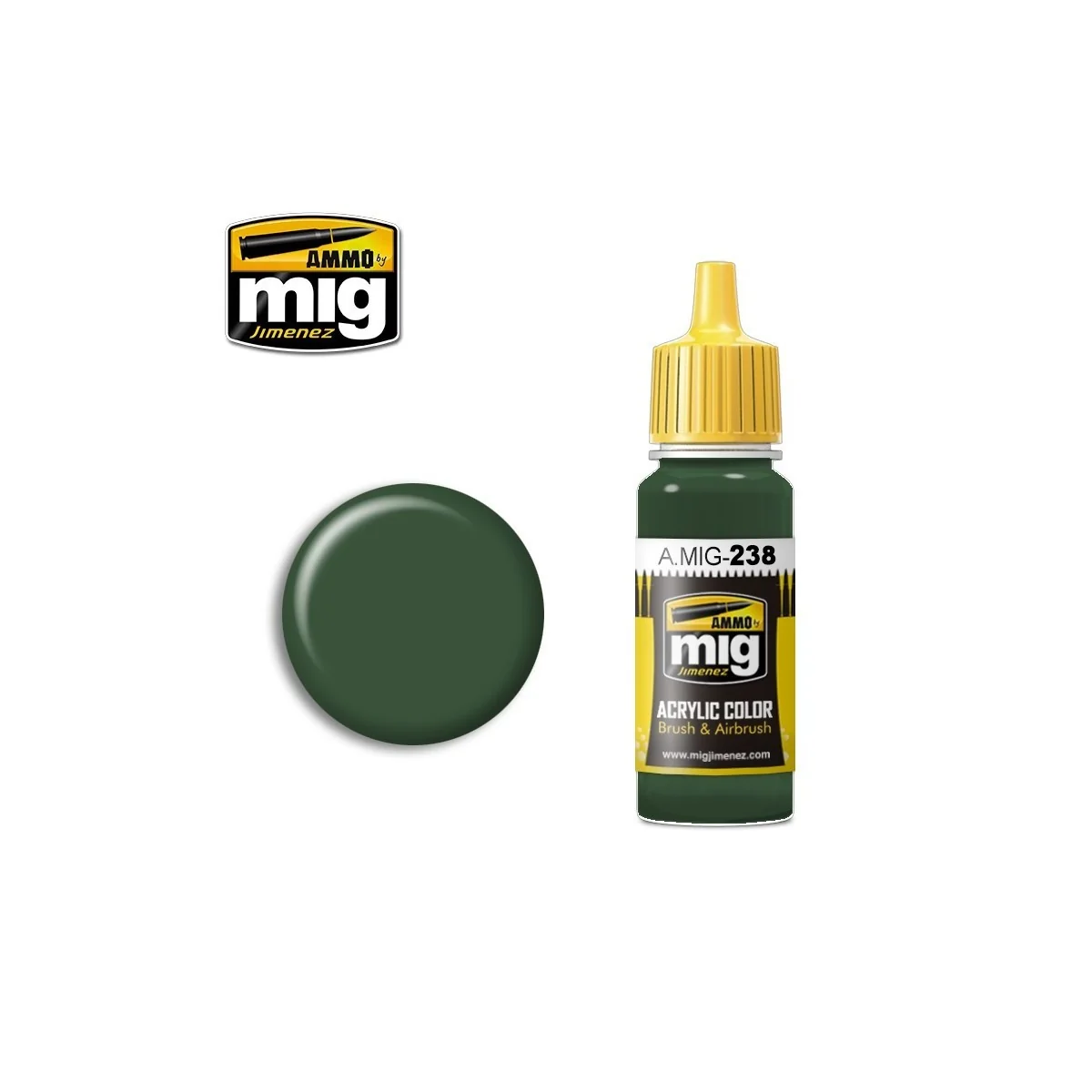 Peinture acrylique FS 34092 VERT MOYEN 17ml Mig AMMO - MIG Jimenez A.MIG-0238 - 1 Peinture acrylique FS 34092 VERT MOYEN 17ml Mig AMMO - MIG Jimenez A.MIG-0238 - 1