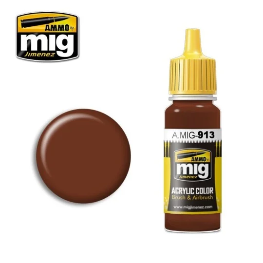 Peinture acrylique BASE MARRON ROUGE 17ml Mig AMMO - MIG Jimenez A.MIG-0913 - 1 A.MIG-0913-Peinture acrylique BASE MARRON ROUGE 17ml Mig - A.MIG-0913