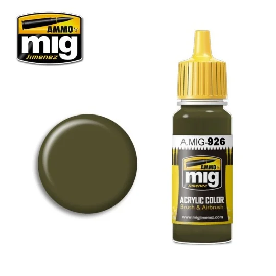 Peinture acrylique BASE VERT OLIVE 17ml Mig AMMO - MIG Jimenez A.MIG-0926 - 1 A.MIG-0926-Peinture acrylique BASE VERT OLIVE 17ml Mig - A.MIG-0926