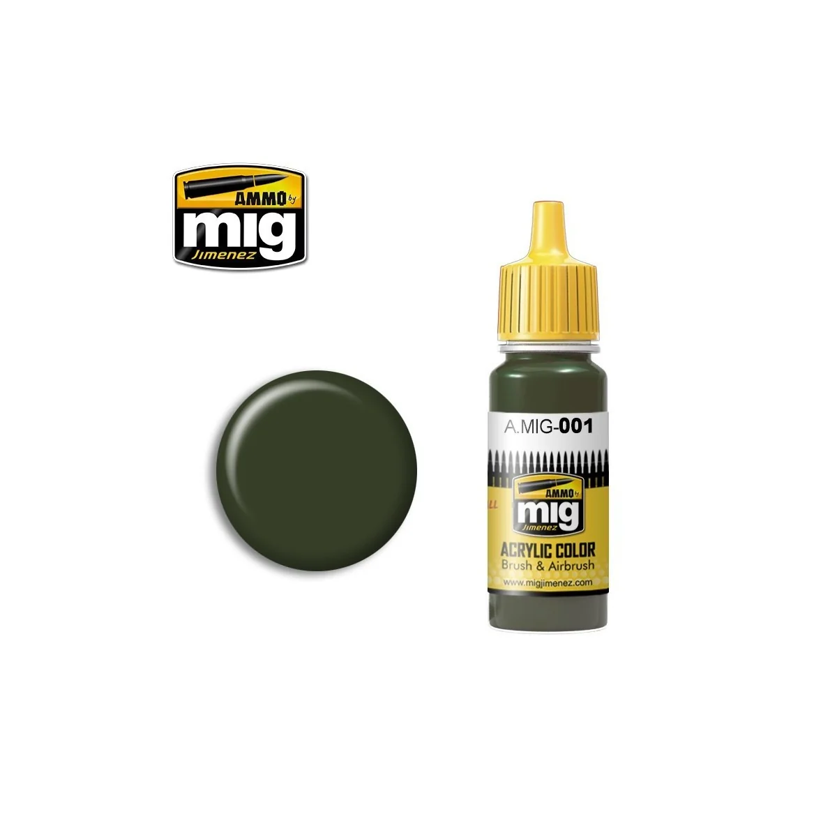 Peinture acrylique RAL 6003 VERT OLIVE OPT.1 17ml Mig AMMO - MIG Jimenez A.MIG-0001 - 1 Peinture acrylique RAL 6003 VERT OLIVE OPT.1 17ml Mig AMMO - MIG Jimenez A.MIG-0001 - 1