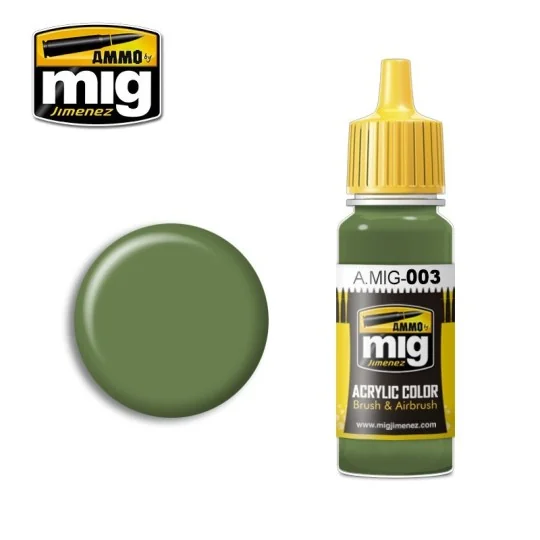 Mig RAL 6011 Reseda Green Acrylic Paint 17ml - A.MIG-0003 - A.MIG-0003 A.MIG-0003-Mig RAL 6011 Reseda Green Acrylic Paint 17ml - A.MIG-0003