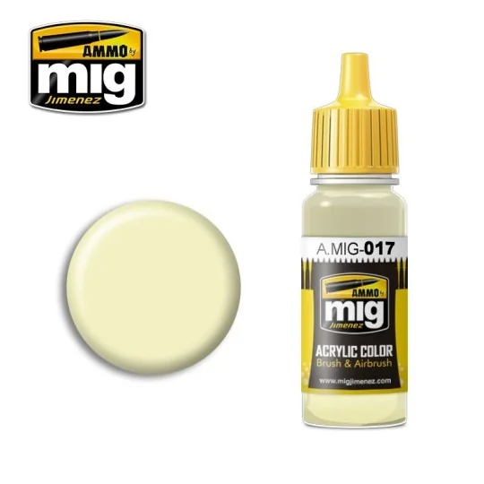 RAL 9001 Cream White Acrylic Paint 17ml Mig - A.MIG-0017 - A.MIG-0017 A.MIG-0017-RAL 9001 Cream White Acrylic Paint 17ml Mig - A.MIG-0017