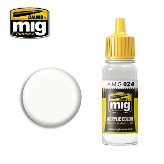 A.MIG-0024-Peinture acrylique CAMOUFLAGE BLANC LAVABLE 17ml Mig