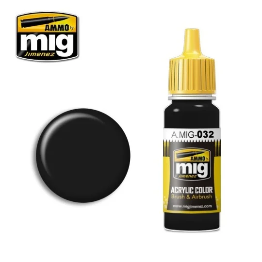 A.MIG-0032-Satin Black Acrylic Paint 17ml Mig - A.MIG-0032