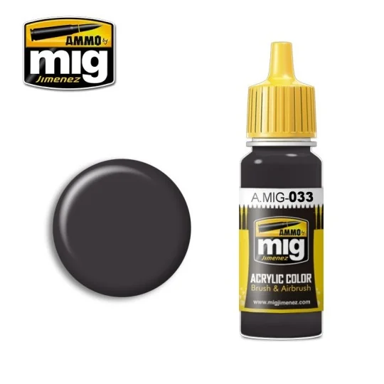 Peinture acrylique PNEUS ET CAOUTCHOUC 17ml Mig AMMO - MIG Jimenez A.MIG-0033 - 1 A.MIG-0033-Peinture acrylique PNEUS ET CAOUTCHOUC 17ml Mig - A.MIG-0033