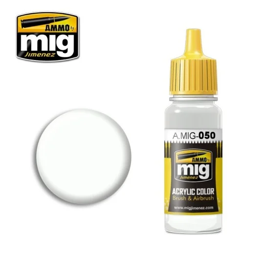 Mig Matte White Acrylic Paint 17ml - A.MIG-0050 - A.MIG-0050 A.MIG-0050-Mig Matte White Acrylic Paint 17ml - A.MIG-0050