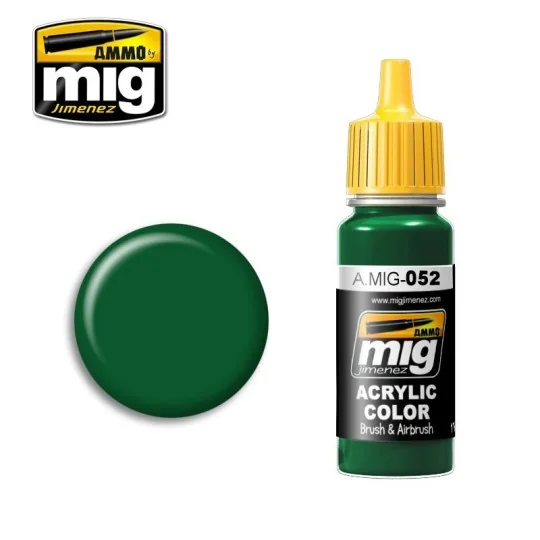 Peinture acrylique VERT PROFOND 17ml Mig AMMO - MIG Jimenez A.MIG-0052 - 1 A.MIG-0052-Peinture acrylique VERT PROFOND 17ml Mig - A.MIG-0052