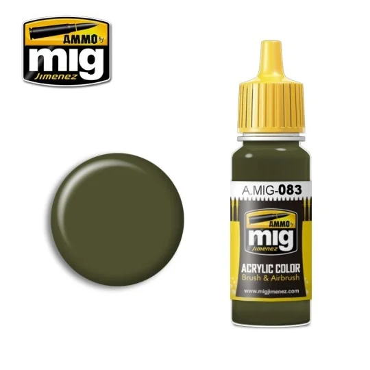 Peinture acrylique ZASHCHITNIY ZELENO (VERT D'APRÈS-GUERRE RUSSE) 17ml Mig AMMO - MIG Jimenez A.MIG-0083 - 1 A.MIG-0083-Peinture acrylique ZASHCHITNIY ZELENO (VERT D'APRÈS-GUERRE RUSSE) 17ml Mig - A.MIG-0083