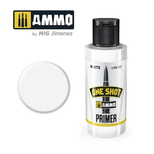Peinture acrylique PRIMER Blanc ONE SHOT (60ml) Mig AMMO - MIG Jimenez A.MIG-2022 - 1 A.MIG-2022-Peinture acrylique PRIMER Blanc ONE SHOT (60ml) Mig - A.MIG-2022