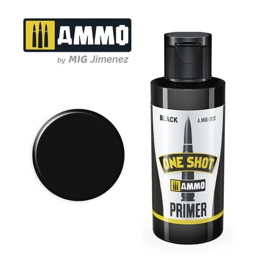 A.MIG-2023-Mig Black ONE SHOT Acrylic Primer Paint (60ml) - A.MIG-2023