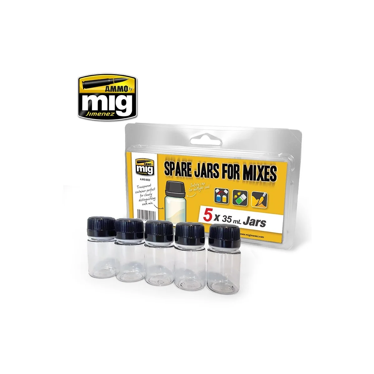 Transparent mixing jars 5 x 35ml Mig - A.MIG-8033 - A.MIG-8033