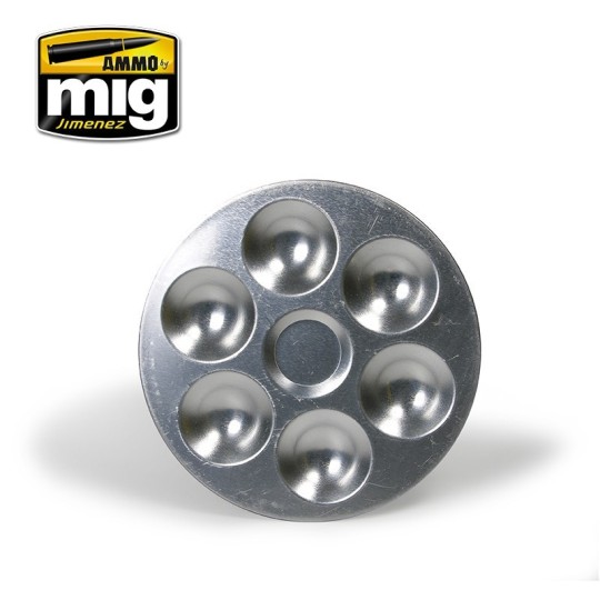 A.MIG-8008-Mig 6-Compartment Aluminum Paint Palette - A.MIG-8008