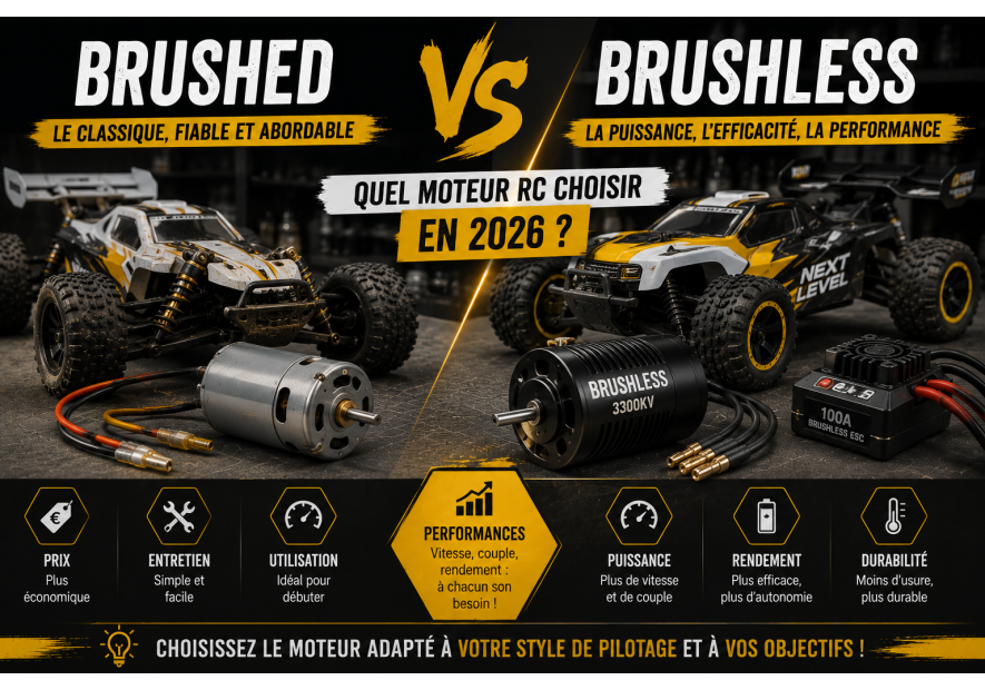 Brushed vs Brushless : quel moteur RC choisir en 2026 ?